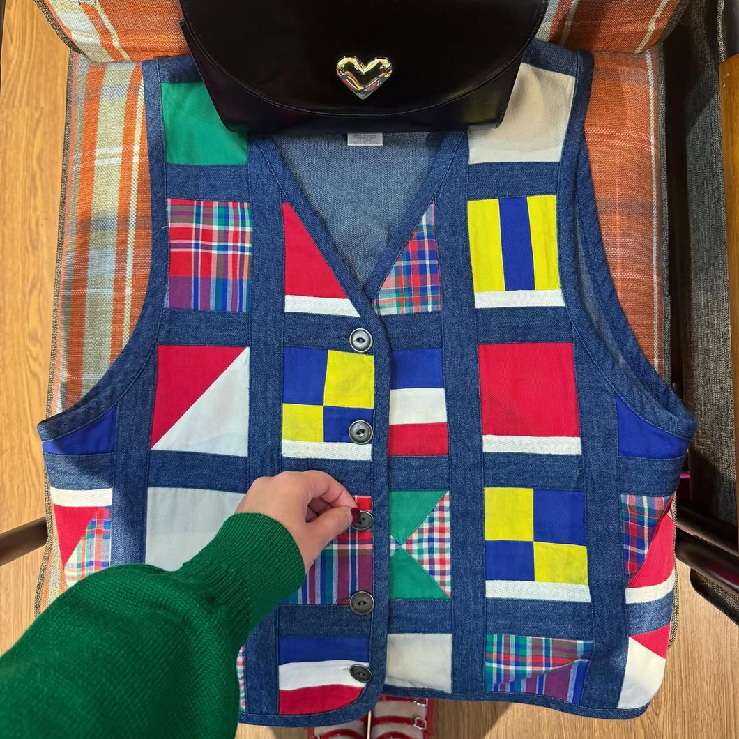 Vintage Denim Patchwork Vest