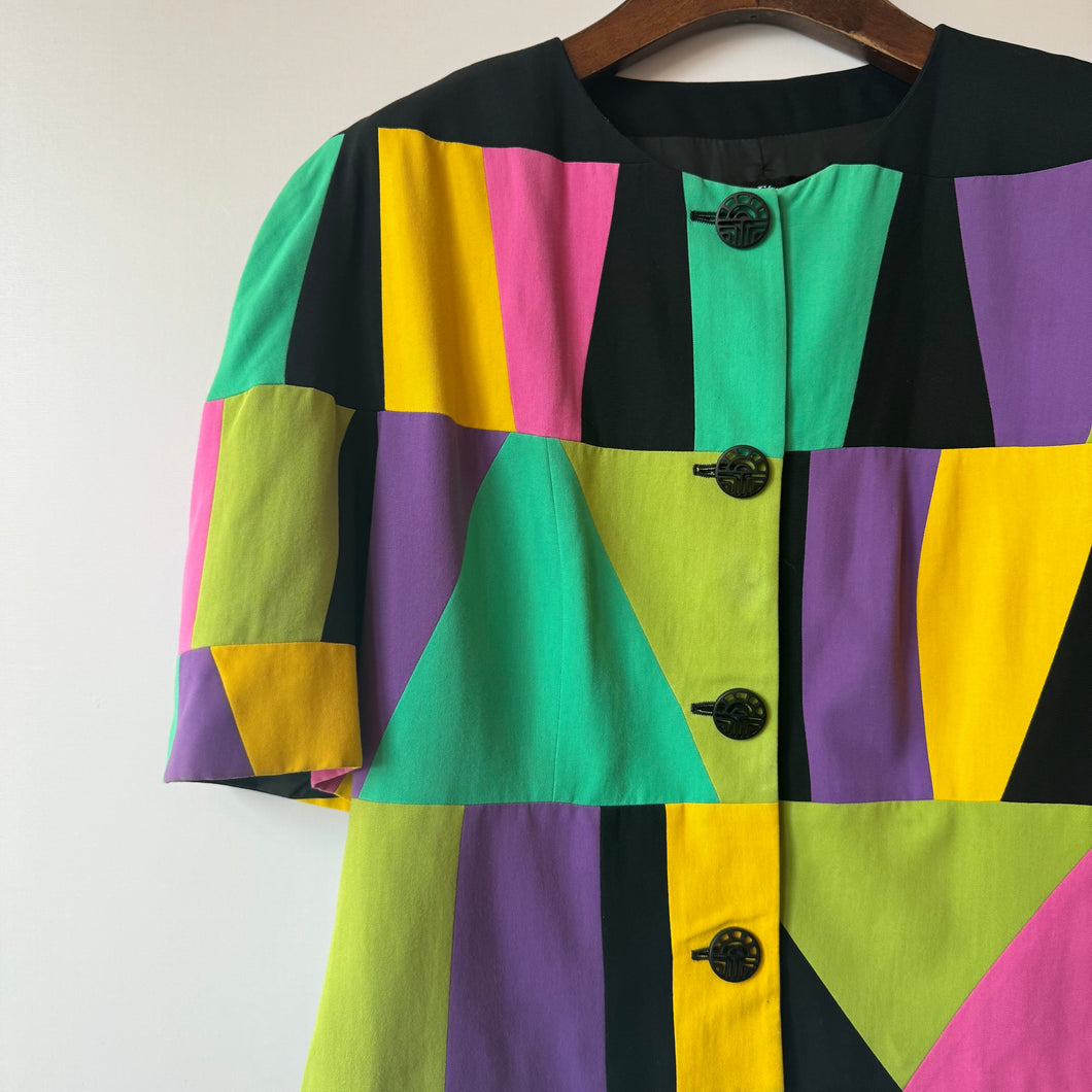 80s Vintage Patchwork Cropped Jacket