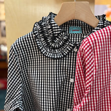 Load image into Gallery viewer, Jamm design | Ruffle Collar Gingham Shirt
