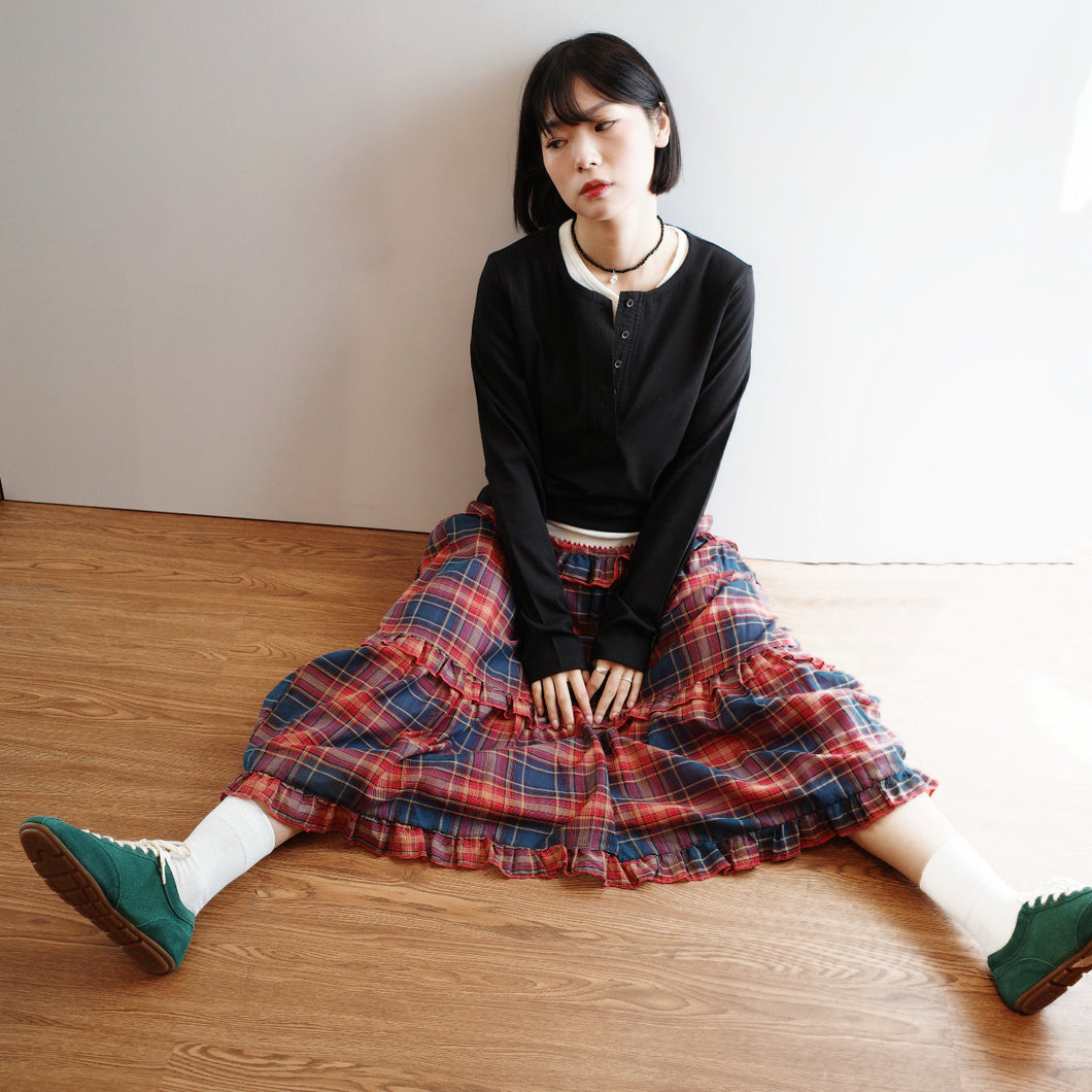 Jamm select | Check Pattern Skirt (Red/green/black)