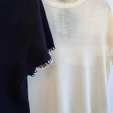 Load image into Gallery viewer, Jamm select | Stitching knit top (Ivory /Navy)

