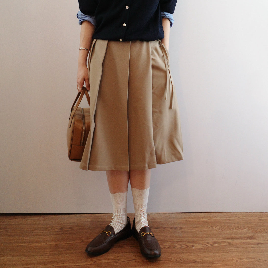 JAMM Select | Wrap Pleated Skirt(Navy/Grey/Beige)