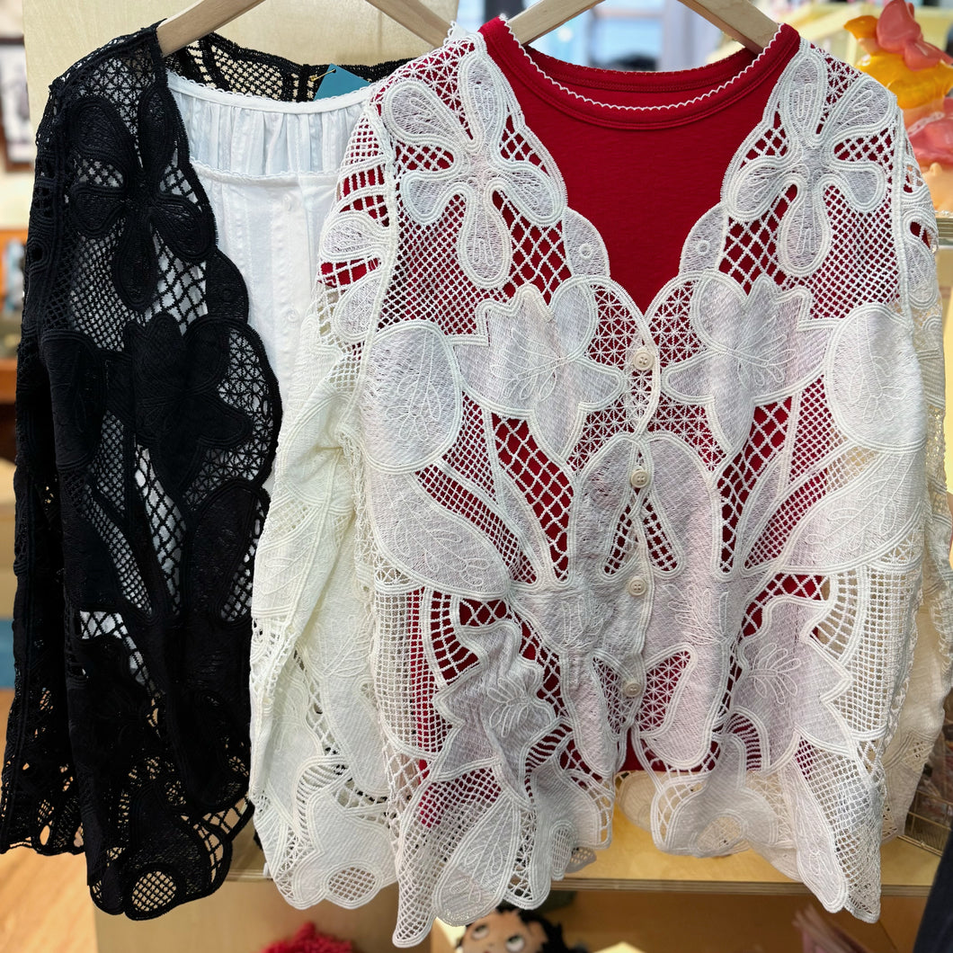 Jamm select | Fafa Crochet Cardigan (Black/White)