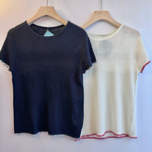 Load image into Gallery viewer, Jamm select | Stitching knit top (Ivory /Navy)

