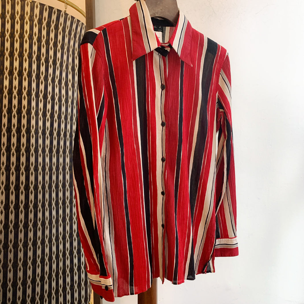 Agnes b Striped Pattern Shirt