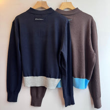 Load image into Gallery viewer, Jamm select | Colourblock knit polo top (Navy/Brown)
