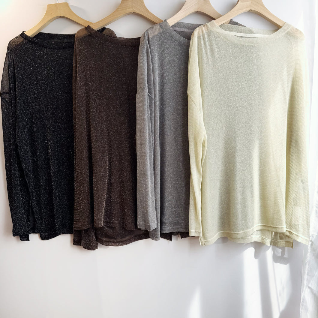 Jamm select | Sheer Glitter Top (Black/grey/brown/ivory)