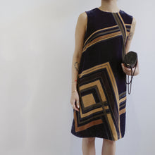 Load image into Gallery viewer, 70s Geometric Pattern Velvet Dress
