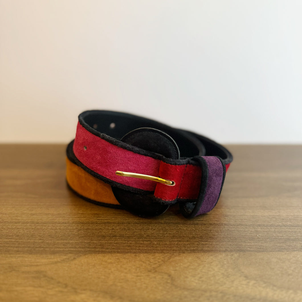 Vintage Colourblock suede belt