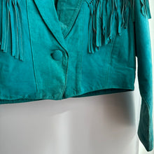 Load image into Gallery viewer, 70s Vintage Turquoise Colour Leather Jacket
