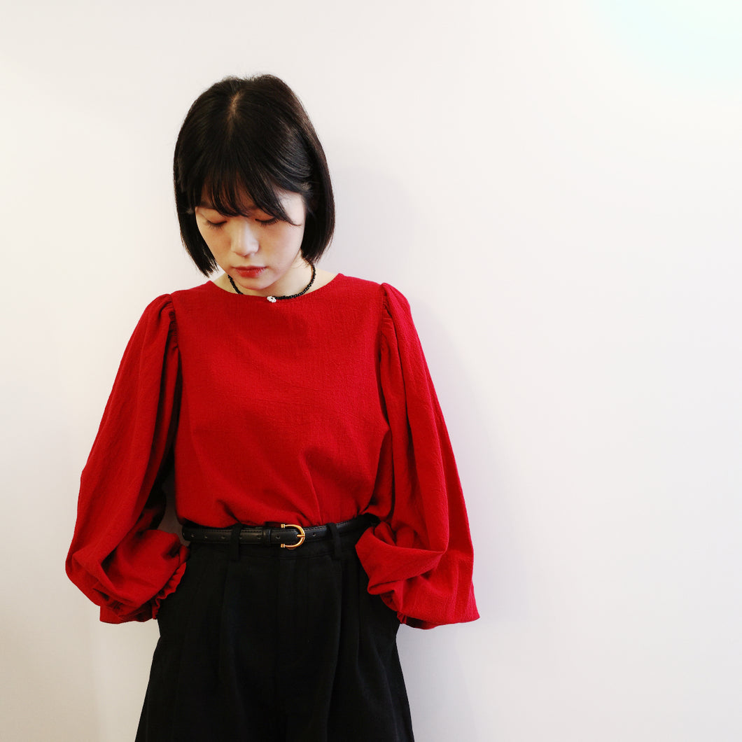 Jamm select | Puff Sleeve Blouse (Red/white/Black)