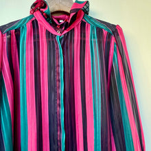 Load image into Gallery viewer, Vintage Striped Pattern Ruffle Blouse
