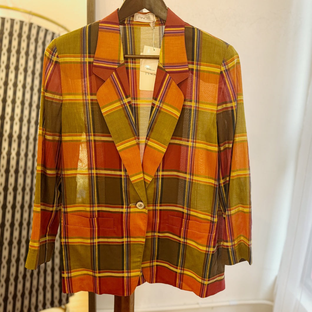 80s Vintage Checked Blazer