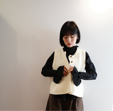 Load image into Gallery viewer, Jamm select | 立體泡泡針織背心(black /cream)
