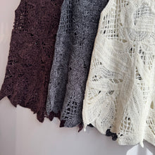 Load image into Gallery viewer, Jamm select | Fafa Pattern Crochet Tank Top(Ivory/grey/brown)
