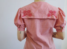 Load image into Gallery viewer, Vintage Embroidery Gingham Blouse
