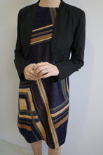 Load image into Gallery viewer, 70s Geometric Pattern Velvet Dress
