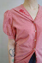 Load image into Gallery viewer, Vintage Embroidery Gingham Blouse
