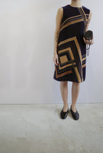 Load image into Gallery viewer, 70s Geometric Pattern Velvet Dress
