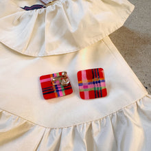 Load image into Gallery viewer, Japan Designer | Red Check Earrings
