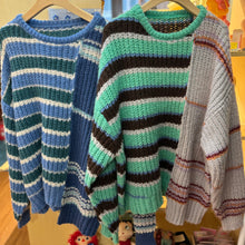 Load image into Gallery viewer, Jamm select | Colourblock Patchwork Striped Sweater (Green/Blue)
