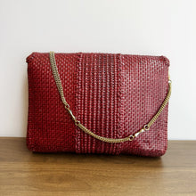 Load image into Gallery viewer, Vintage Burgundy Woven Chain Bag
