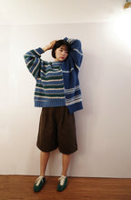 Load image into Gallery viewer, Jamm select | Colourblock Patchwork Striped Sweater (Green/Blue)
