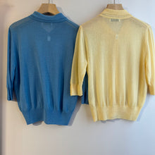 Load image into Gallery viewer, Jamm Select | Button Front Knit Top (Blue/Yellow)
