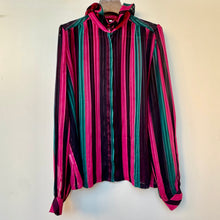 Load image into Gallery viewer, Vintage Striped Pattern Ruffle Blouse
