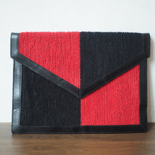 Load image into Gallery viewer, Finland Color Block fabric leather clutch
